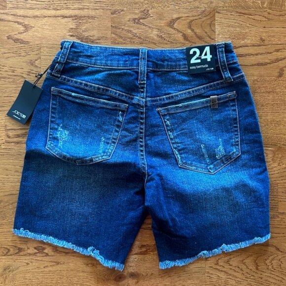 Joes jeans denim shorts 24 dark blue jorts cut off mid thigh distressed raw hem - Picture 3 of 4